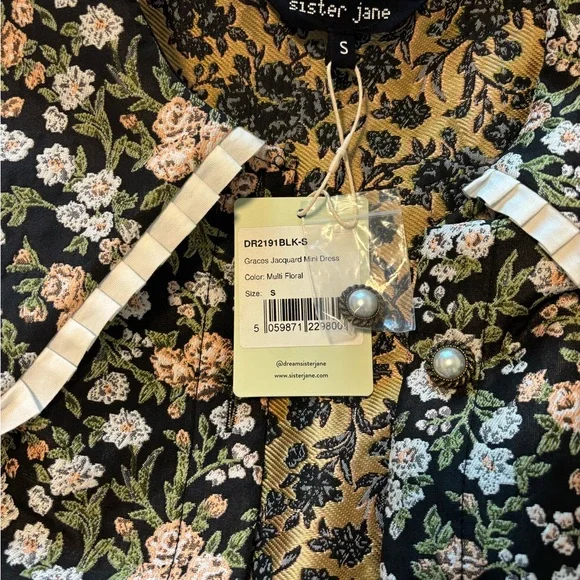 Sister Jane Black Floral Mini Dress with Collar - Picture 4 of 6